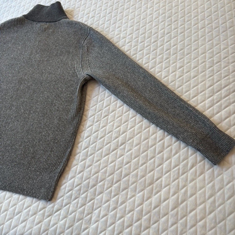 Banana Republic Italian Yarn Merino Wool Gray 1/4 Zip Men’s Sweatersize L Cozy - Picture 11 of 15